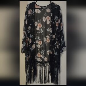 Torrid Black Floral Kimono